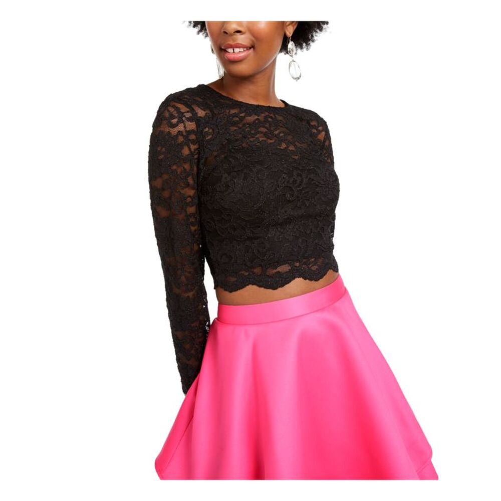 CITY TRIANGLES Womens Fit + Flare Short Dress Long Sleeve Formal - Picture 3 of 3